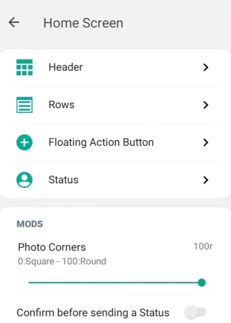 DP Photo Corners setting in GB WhatsApp