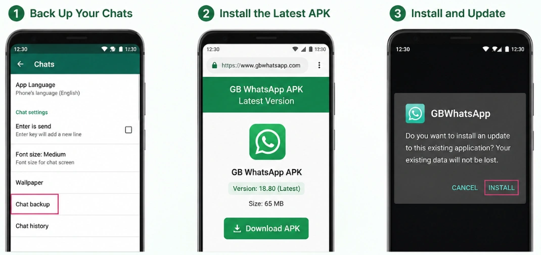 Update GB WhatsApp APK steps